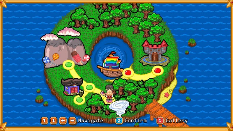 Colorful overhead map showing platform-adventure levels — Boyfriend's Rescue screenshot.