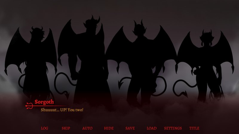 Dark silhouettes of incubi in an illustrated fantasy scene — My Incubi Harem screenshot.