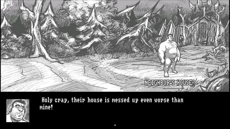 Monochrome medieval village scene from a point-and-click game — See No Evil screenshot.